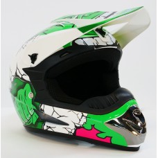 Шлем кроссовый MOTAX глянцево-белый-зеленый (G8) M (51-52 см)