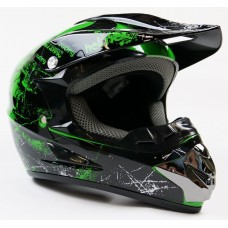 Шлем кроссовый MOTAX глянцево-черный-зеленый (G4) XS ( 47-48 см)