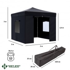 Тент-шатер быстросборный Helex 4332 3x3х3м полиэстер черный